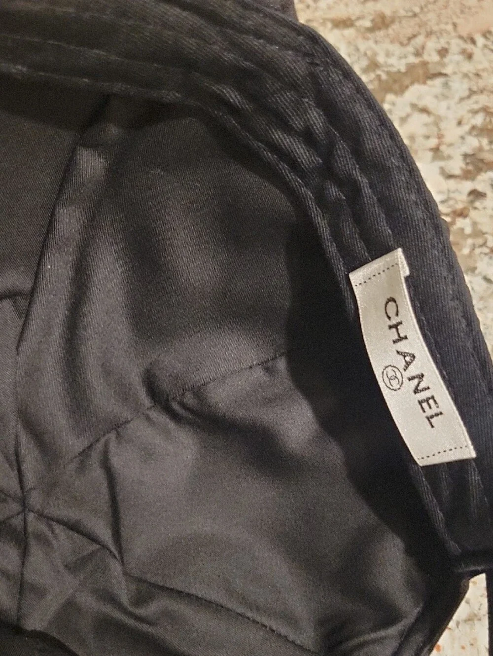 CHANEL Black Cap with White CC Logo